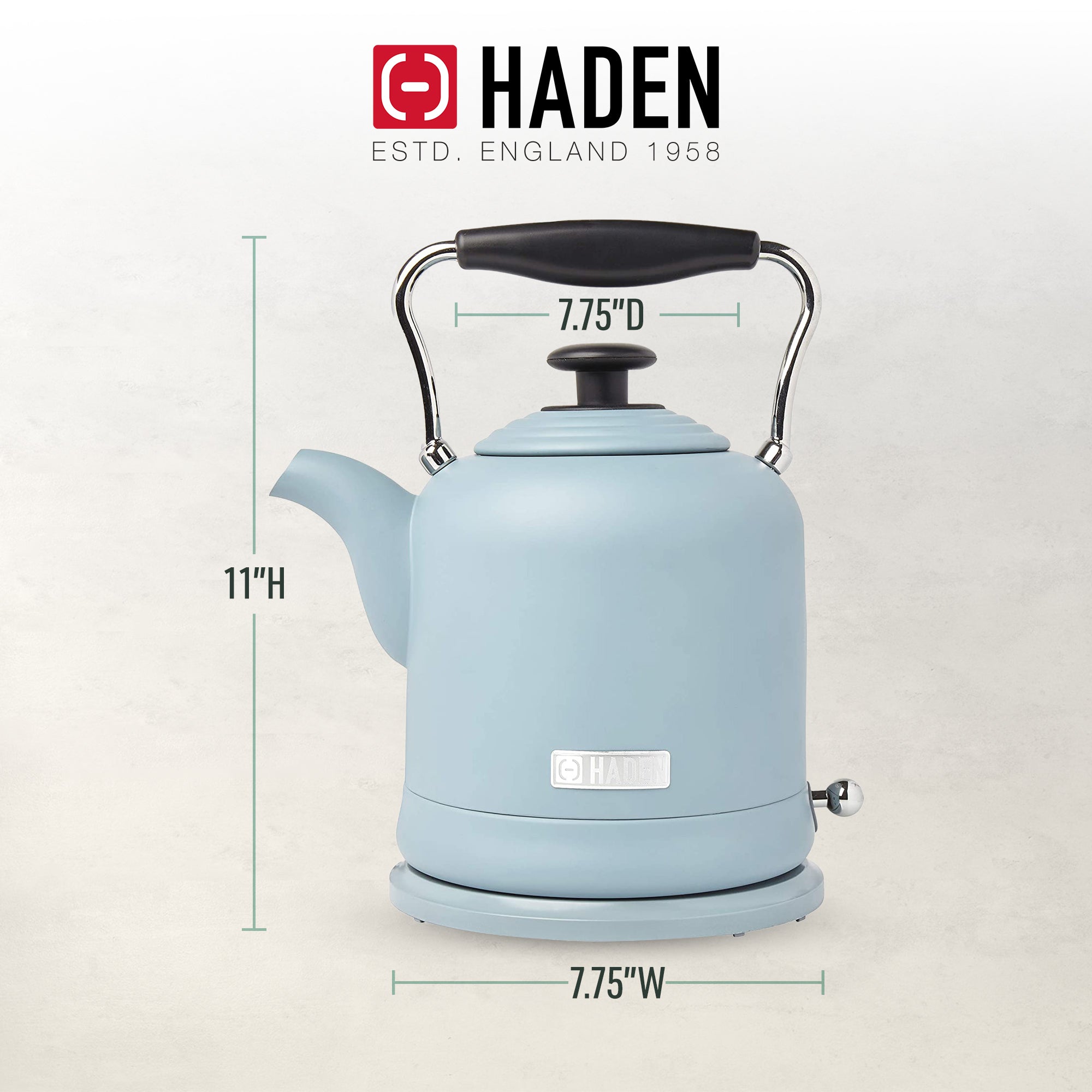 Haden Highclere 1.5 Liter Cordless Electric Tea Pot Kettle, Pool Blue (Damaged)
