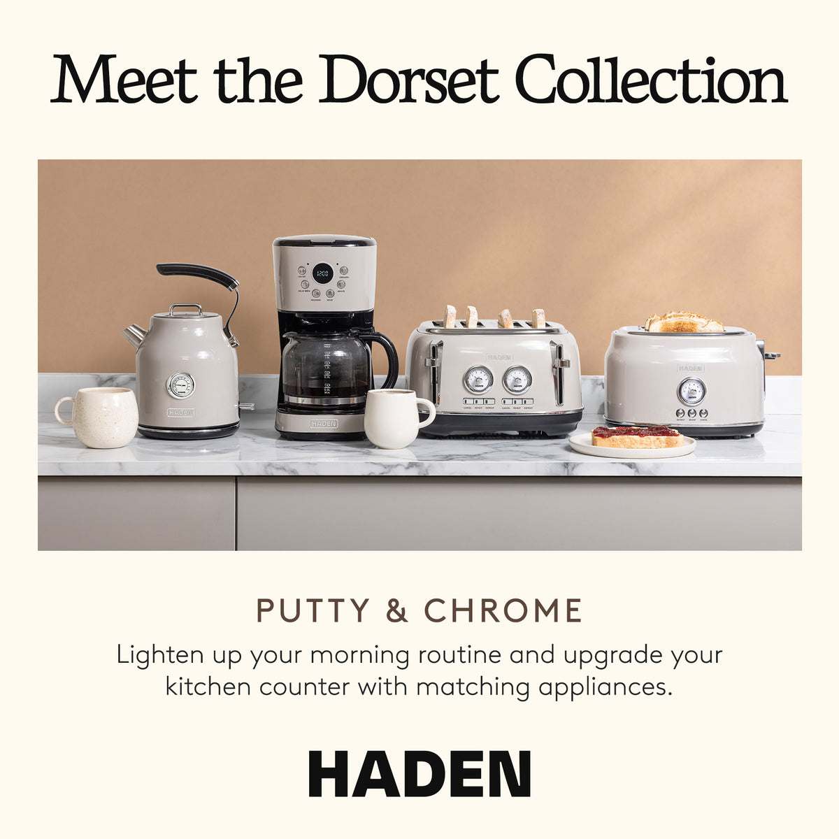 Haden Coffee Machine 12 Cup Programmable Drip CoffeeMaker Putty/Chrome(Open Box)