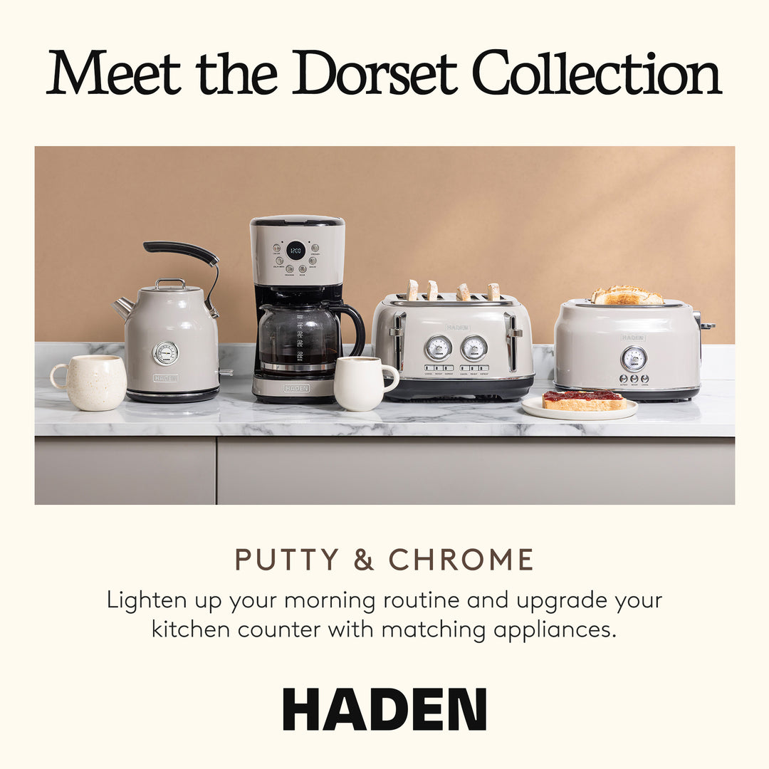 Haden Coffee Machine 12 Cup Programmable Drip CoffeeMaker Putty/Chrome(Open Box)