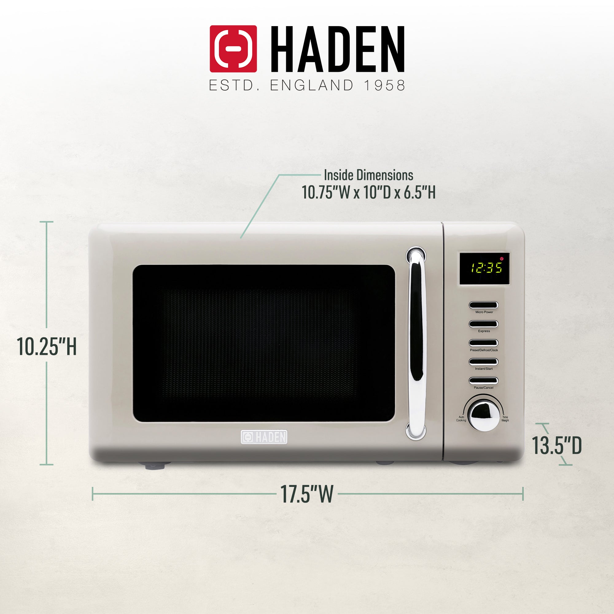Haden Cotswold Vintage Retro 0.7 Cu Ft 700W Microwave Oven, Putty (For Parts)