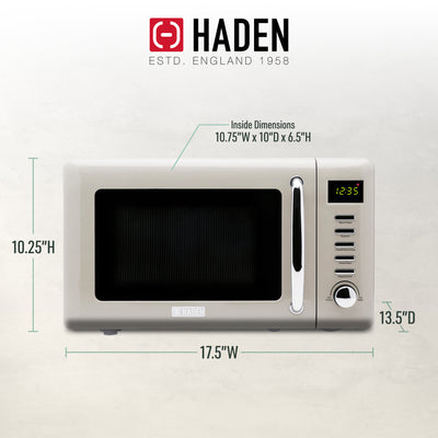 Haden Cotswold Vintage Retro 0.7 Cu Ft 800W Microwave Oven, Putty (Open Box) - VMInnovations