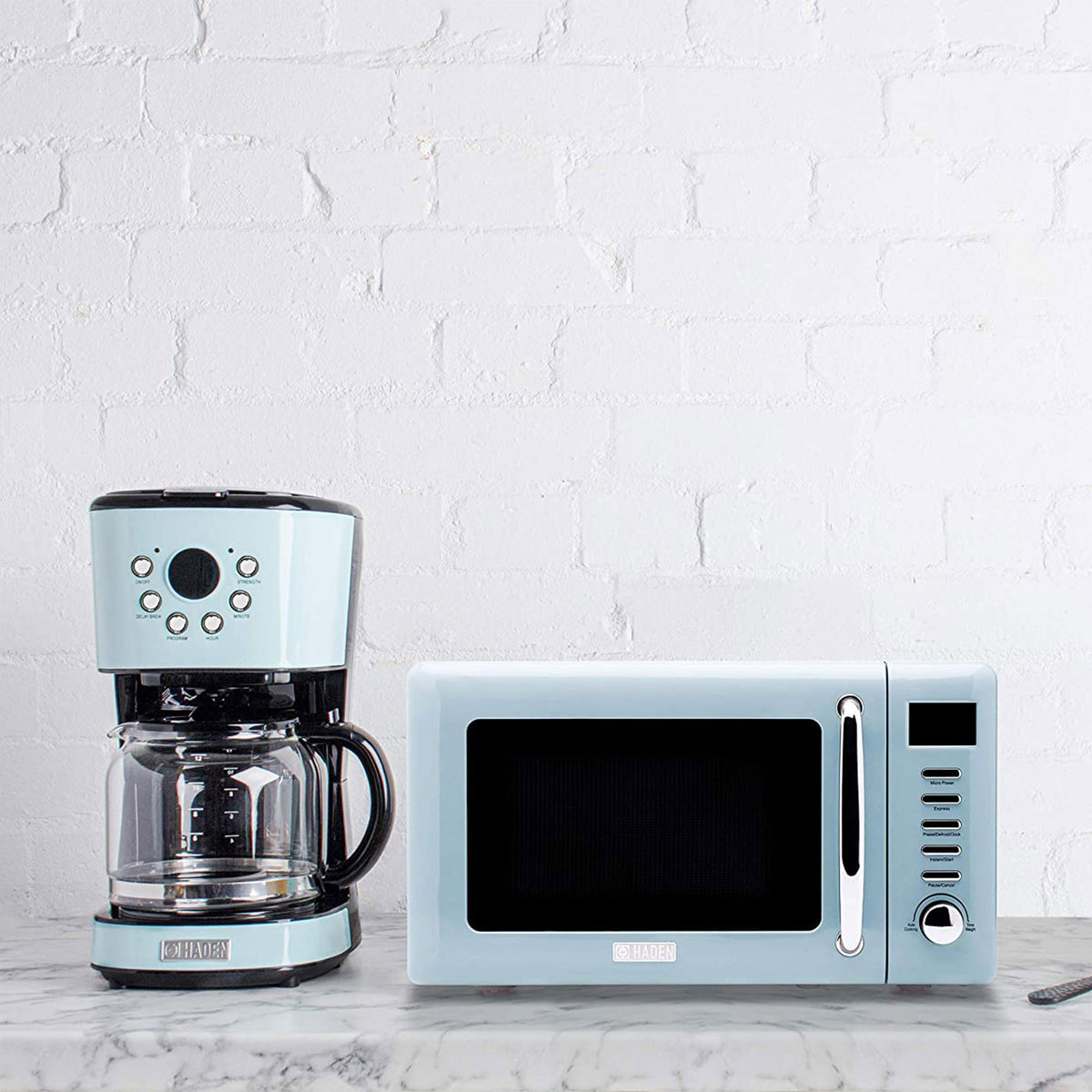 Haden Heritage 12 Cup Programmable Vintage Retro Home Coffee Maker Machine, Blue (Refurbished)