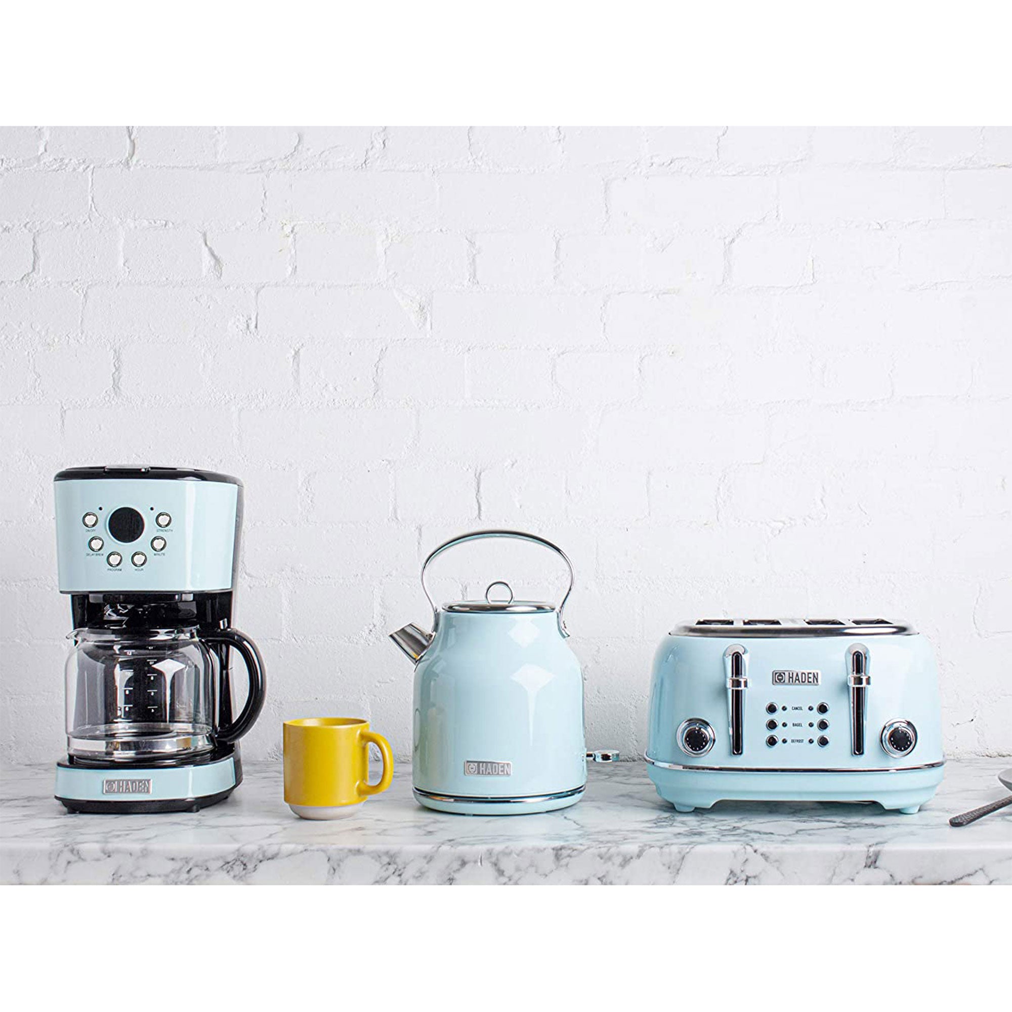 Haden Heritage 12 Cup Programmable Vintage Retro Home Coffee Maker Machine, Blue (Refurbished)