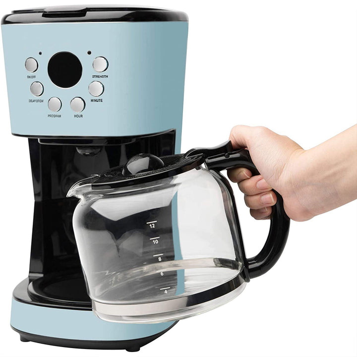 Haden Coffee Machine, 12 Cup Programmable Drip Coffee Maker, Turquoise & Chrome