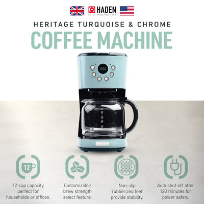 Haden Heritage 12 Cup Vintage Retro Home Coffee Maker Machine, Blue (For Parts) - VMInnovations
