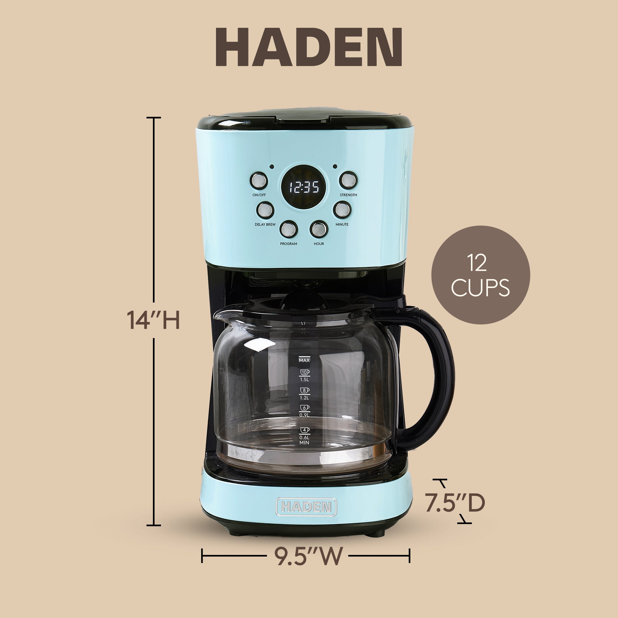 Haden Heritage Wide Toaster & Dorset Electric Kettle & Coffee Machine, Turquoise