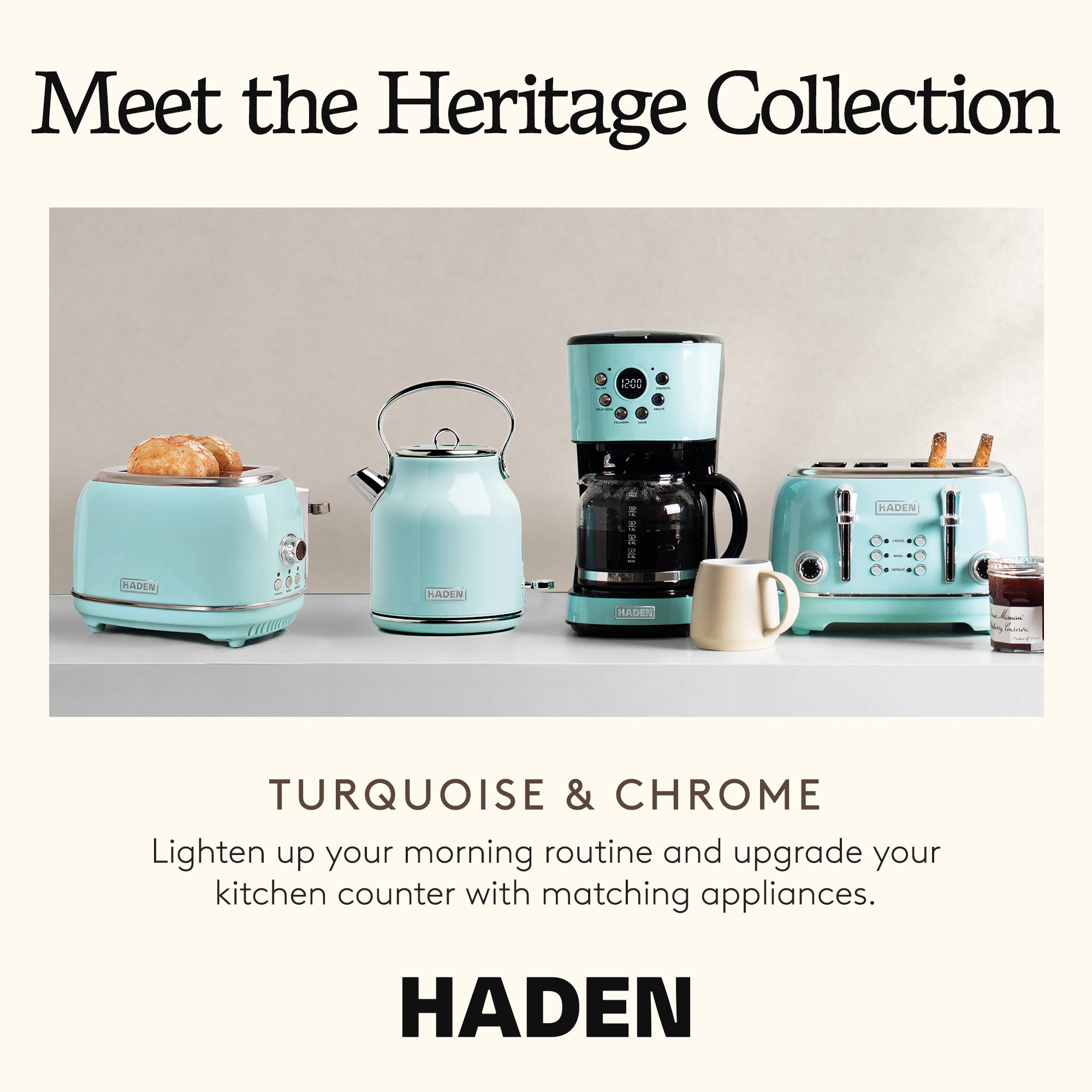 Haden Heritage 12 Cup  Vintage Retro Home Coffee Maker Machine, Blue (Used)