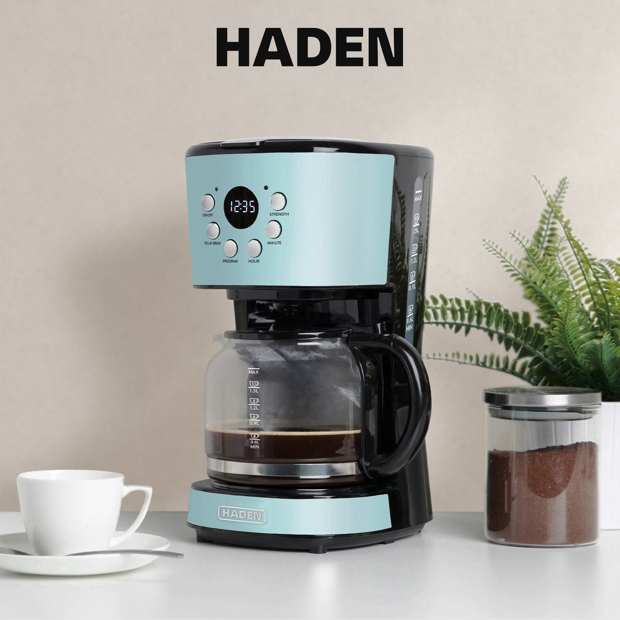 Haden Heritage Wide Toaster & Dorset Electric Kettle & Coffee Machine, Turquoise