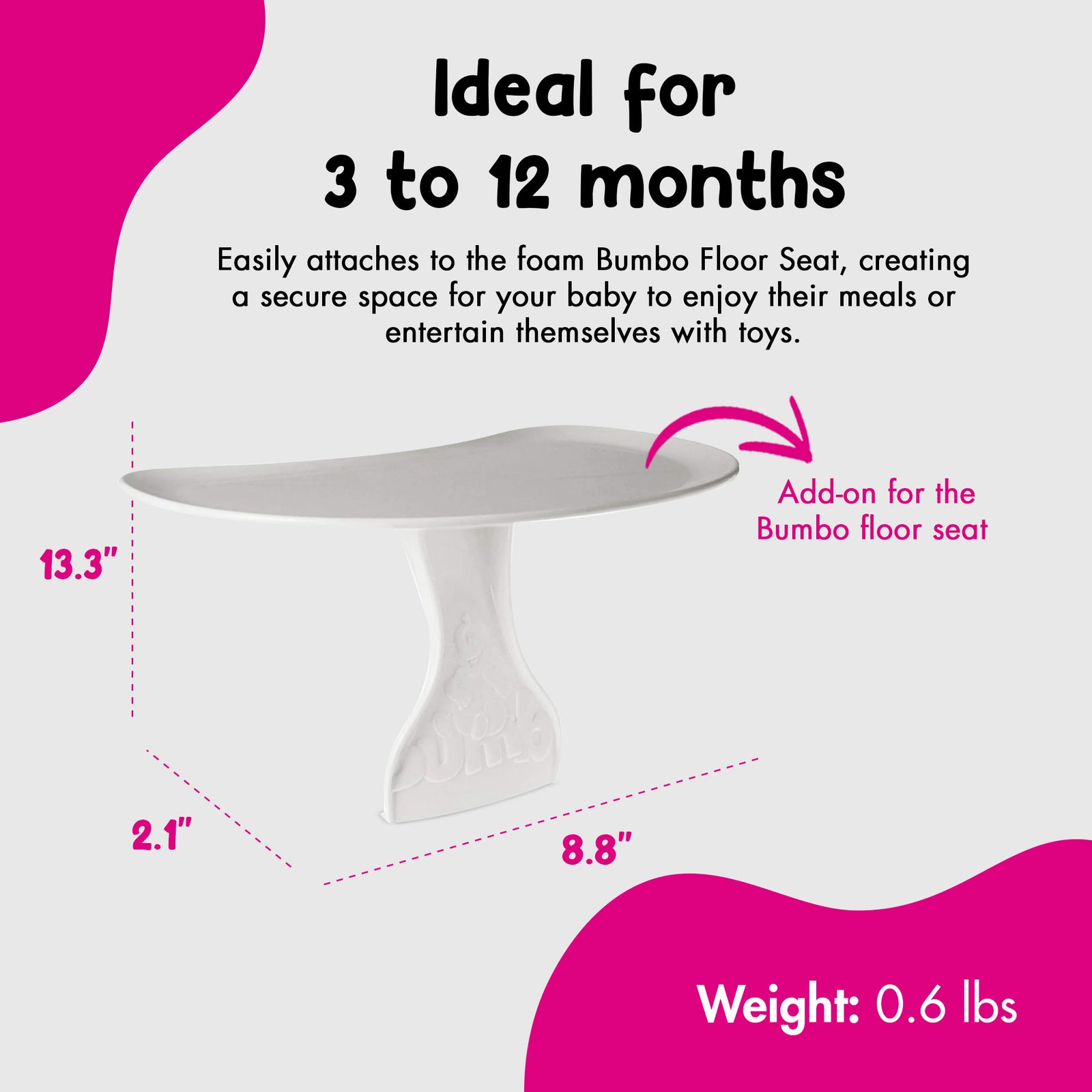 Bumbo Seat Tray Attachment Baby Infant Child Toddler Floor Seat, White(Open Box) - VMInnovations