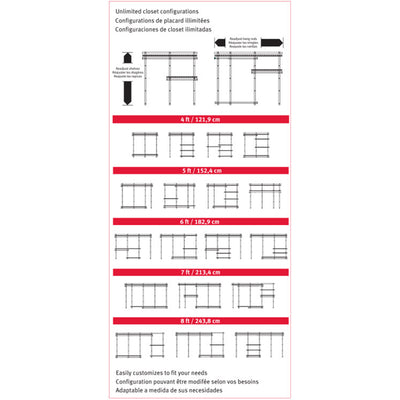 Rubbermaid Configurations 4-8 Feet Custom Closet Organizer Deluxe Kit, Titanium