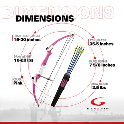 Genesis Original Archery Compound Bow/Arrow Set, Right Handed, Pink (Open Box)