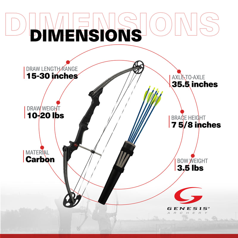 Genesis Archery Compound Target Practice Bow Kit, Right Handed, Carbon (Used)