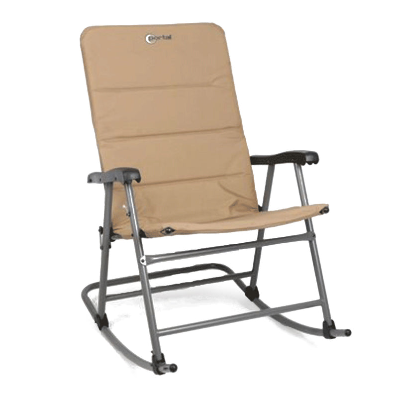 Portal Outdoor Portable Flat Folding Camping Rocking Chair Recliner, Tan (Used)