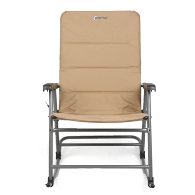 Portal Outdoor Portable Flat Folding Camping Rocking Chair Recliner, Tan (Used)