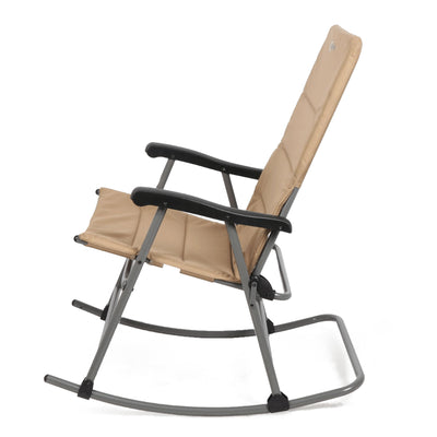 Portal Outdoor Portable Folding Camping Rocking Chair Recliner, Tan (2 Pack) - VMInnovations