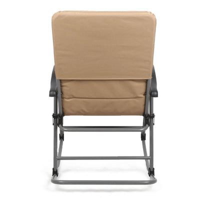 Portal Outdoor Wide Portable Flat Folding Camping Rocking Chair Recliner, Tan