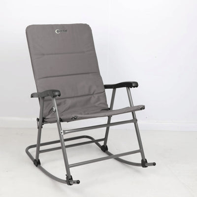 Portal Outdoor Wide Portable Flat Folding Camping Rocking Chair Recliner, Gray