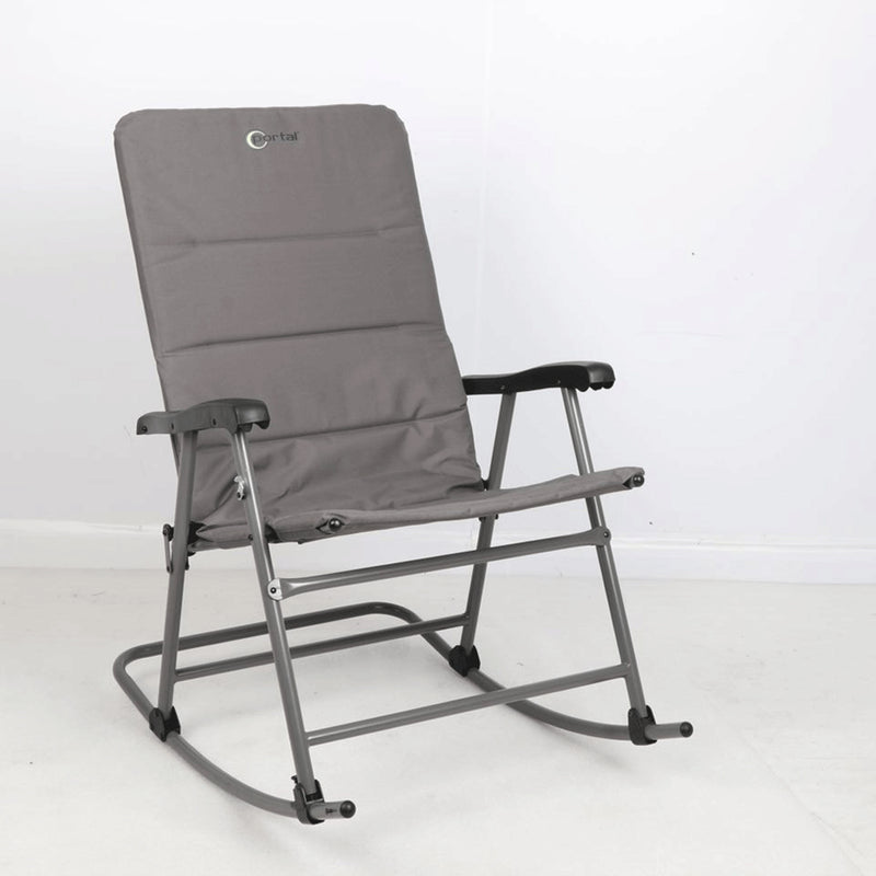 Portal Outdoor Wide Flat Folding Camping Rocking Chair Recliner, Gray (Used)
