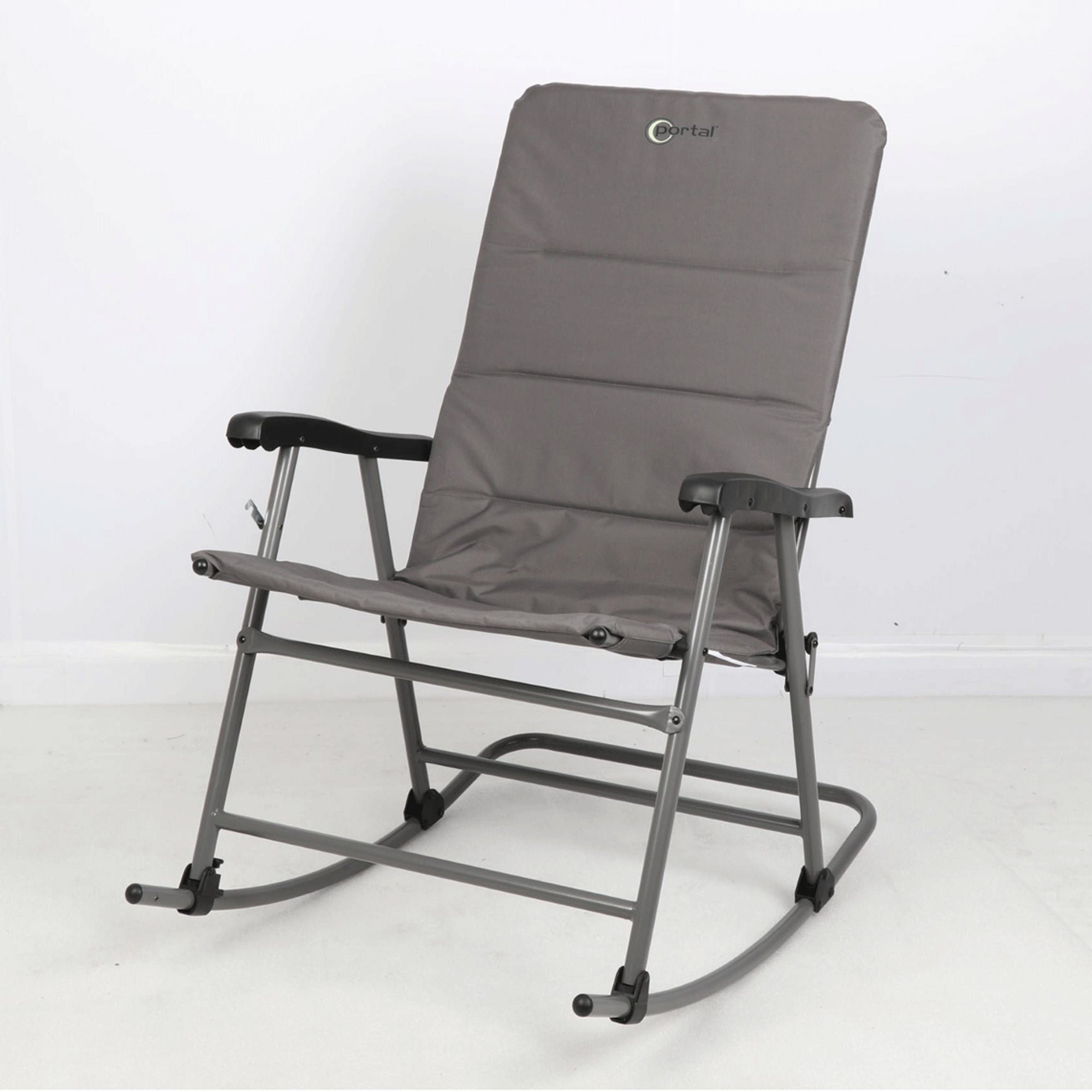 Portal Outdoor Wide Portable Flat Folding Camping Rocking Chair Recliner, Gray