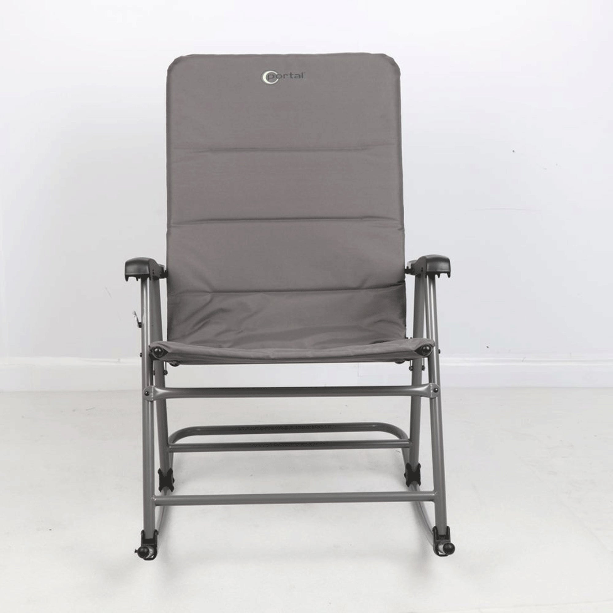 Portal Outdoor Wide Portable Flat Folding Camping Rocking Chair Recliner, Gray