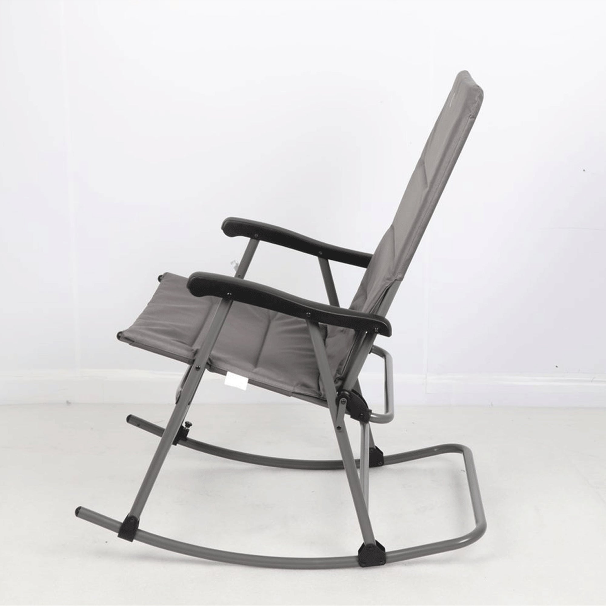 Portal Outdoor Wide Portable Flat Folding Camping Rocking Chair Recliner, Gray - VMInnovations