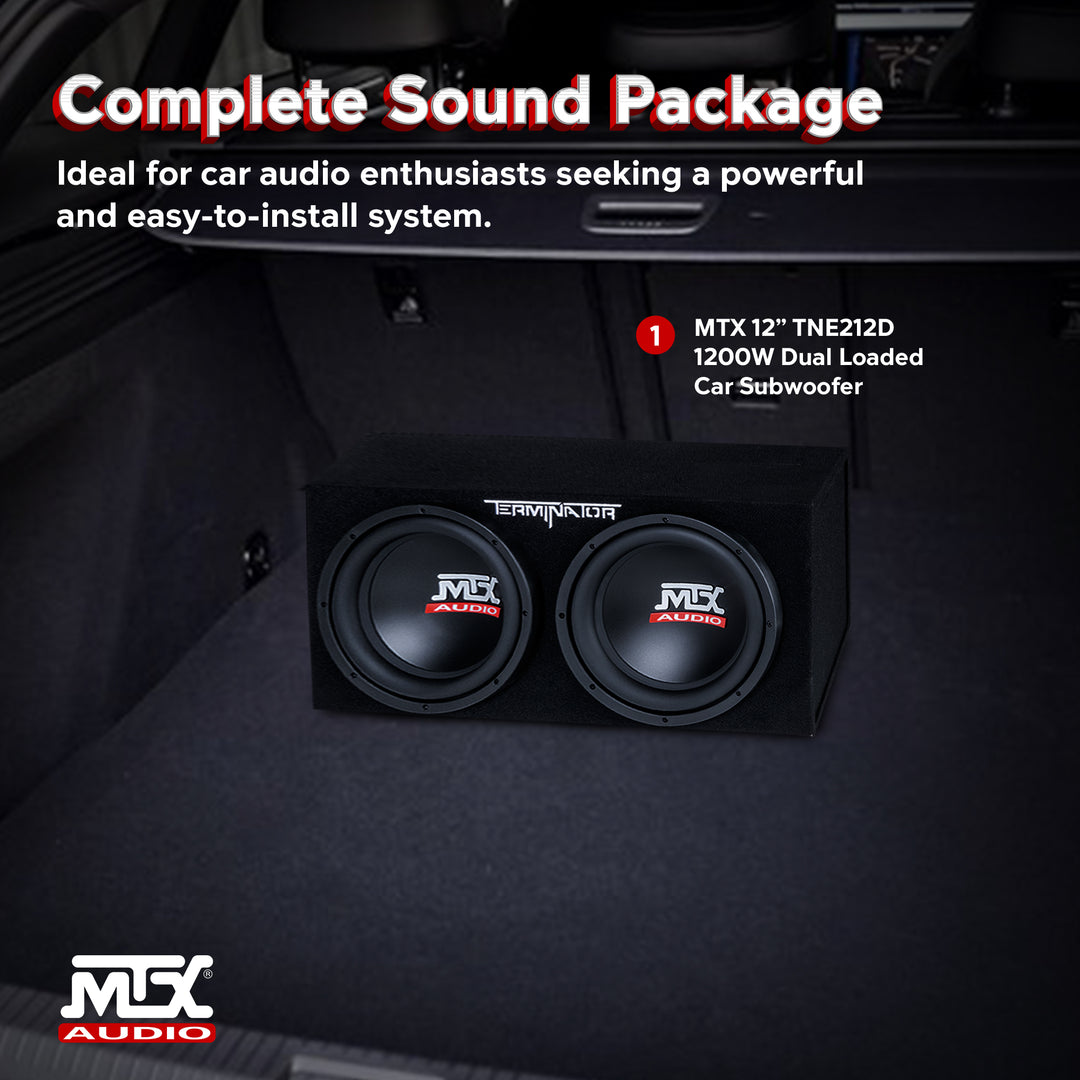 MTX 12" 1200W Car Audio Subwoofer Box Enclosure & Crunch PowerDriveX Stereo Amp