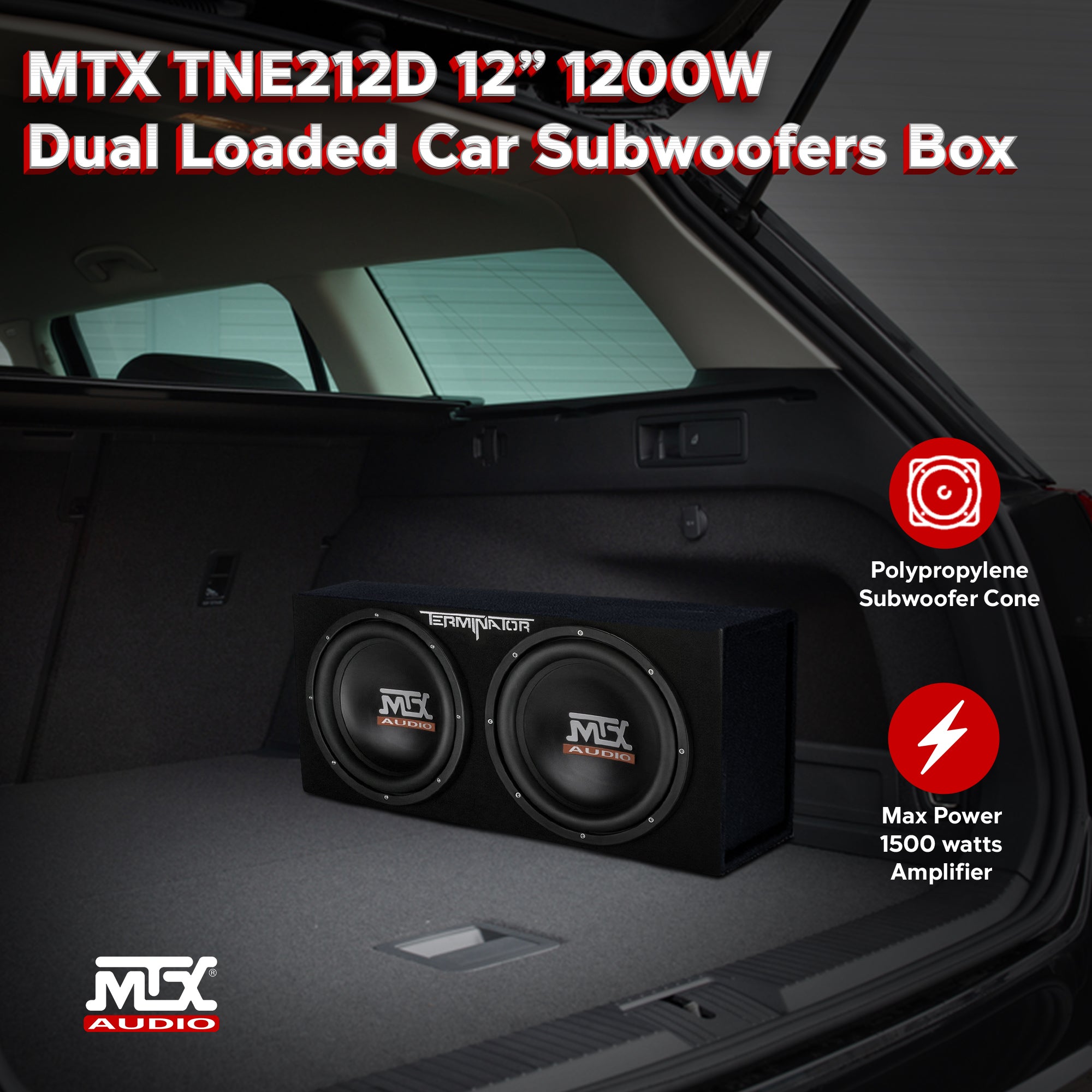 MTX TNE212D 12" 1200W Dual Car Subwoofers Audio Subs + Enclosure - Used - VMInnovations