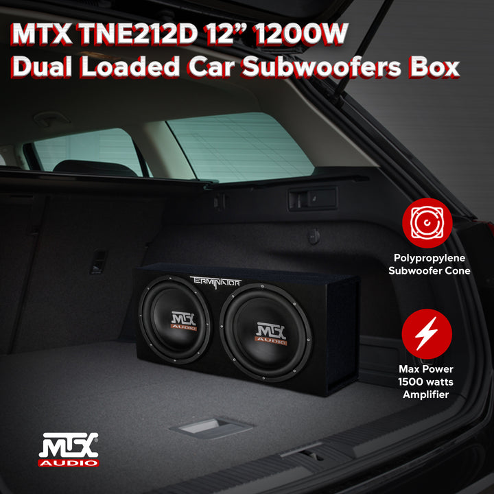 MTX TNE212D 12" 1200W Dual Car Subwoofers Audio Subs + Enclosure - Used