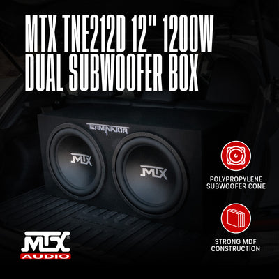 MTX TNE212D 12-Inch 1200-Watt Car Audio Dual Loaded Subwoofer Box Enclosure (Refurbished)