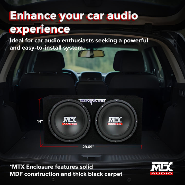 MTX TNE212D 12-Inch 1200-Watt Car Audio Dual Loaded Subwoofer Box Enclosure