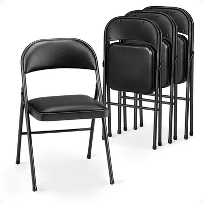 MECO 4-Pack of Deluxe Vinyl Padded Folding Chairs with 16 x 16 Inch Seat, Black - VMInnovations