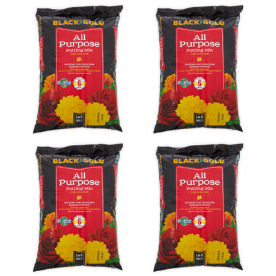 SunGro Black Gold All Purpose Potting Soil Fertilizer Mix, 2 Cu Ft Bag (4 Pack) - VMInnovations