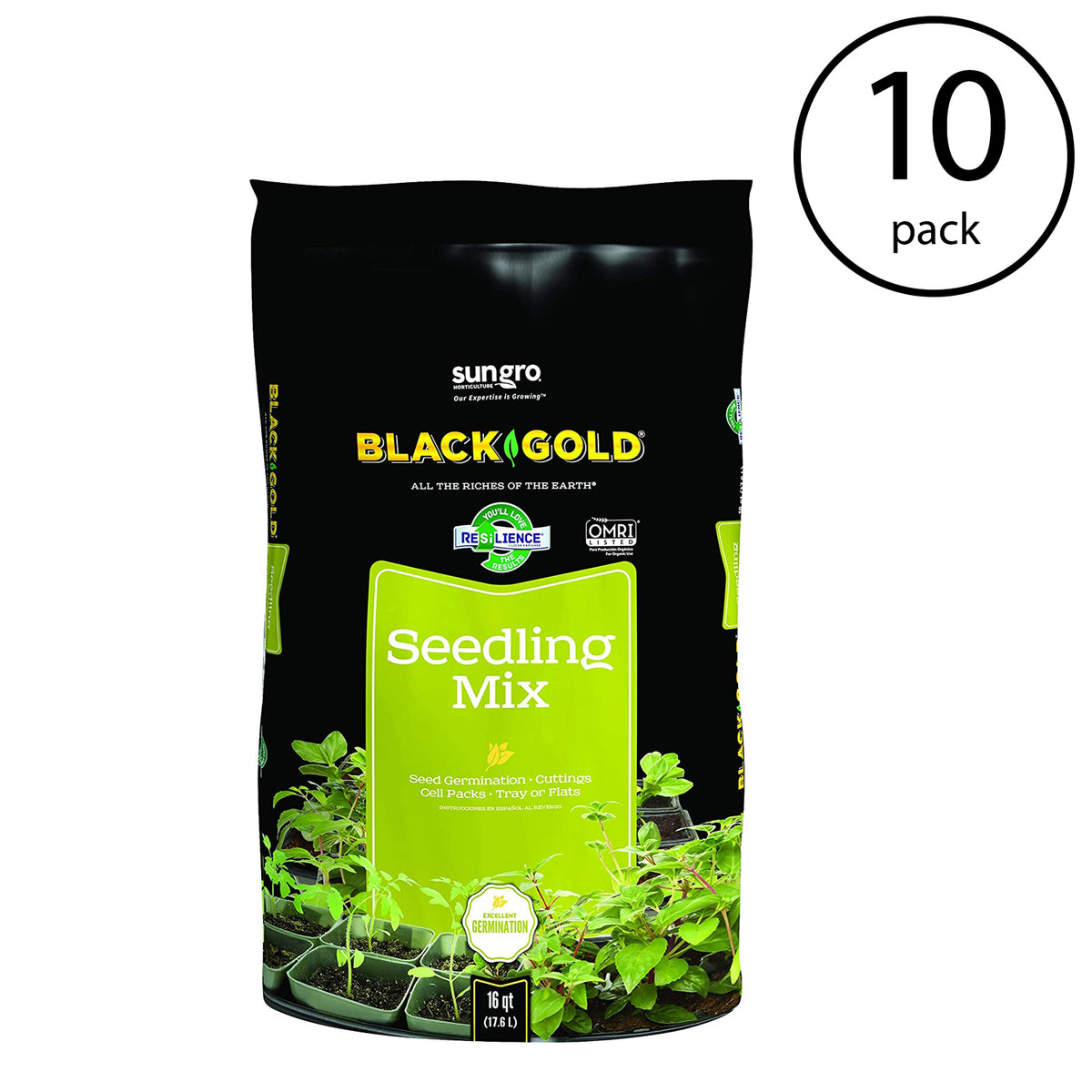 SunGro Horticulture Seeds or Cutting Seedling Germination Mix, 16 Qt (10 Pack)