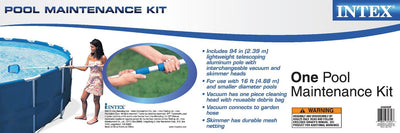 Intex 10Ft x 30In Swimming Pool w/ Maintenance Pool Kit w/ Vacuum Skimmer & Pole