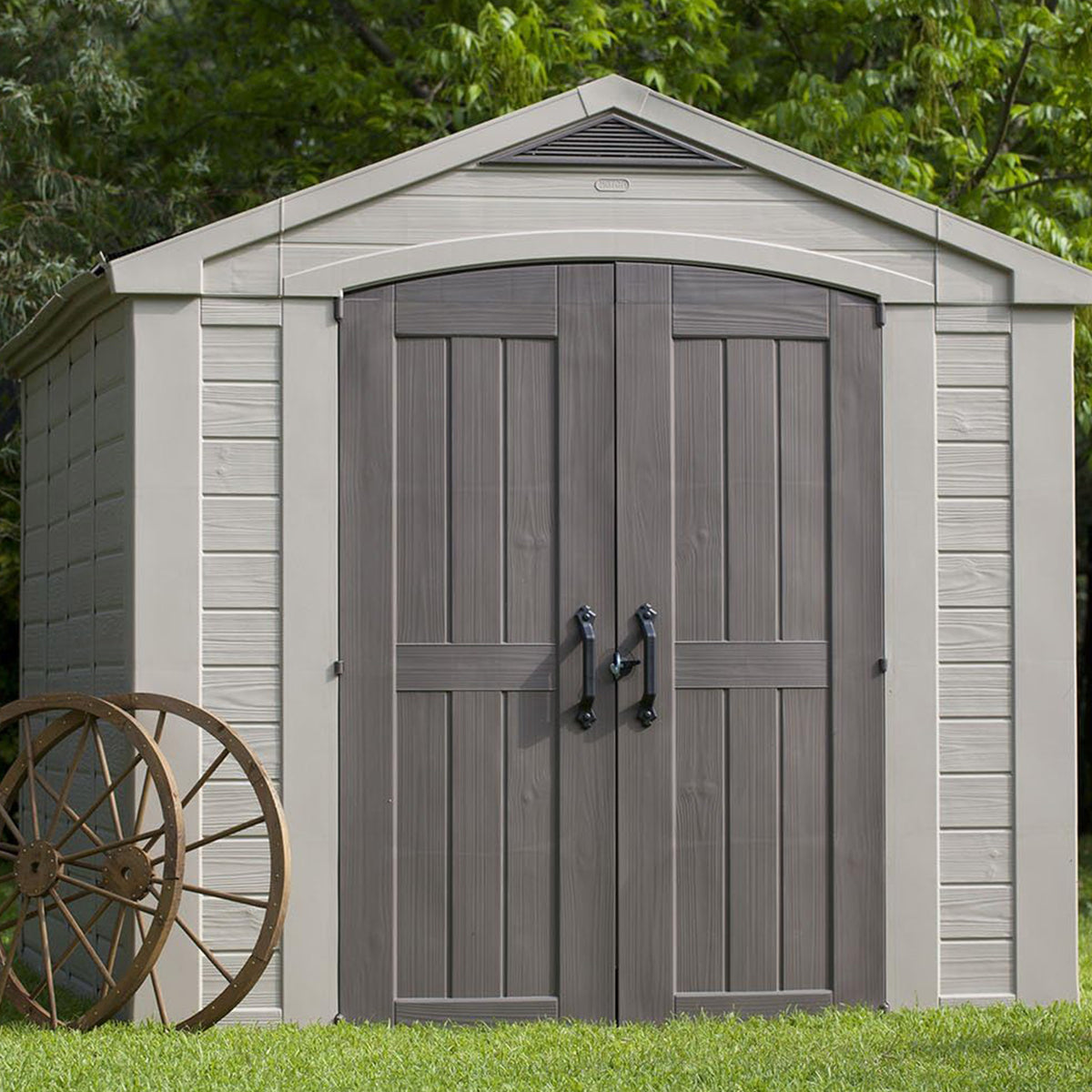 Keter 211203 Factor 8 x 11 All Weather Resistant Storage Shed, Taupe (For Parts)