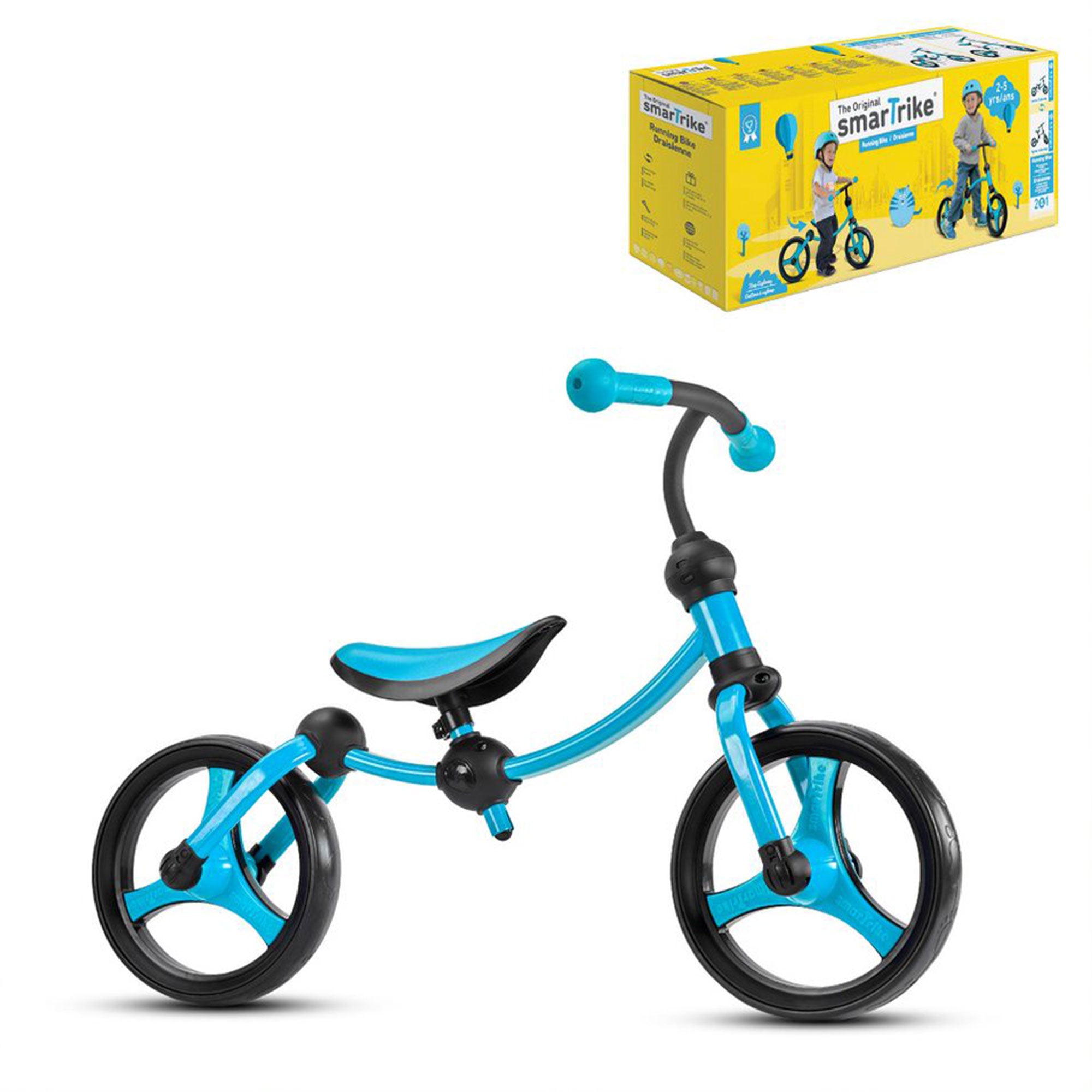 smarTrike Adjustable Kids Running Bike 2 in 1 Balance Bike, Blue (Open Box) - VMInnovations