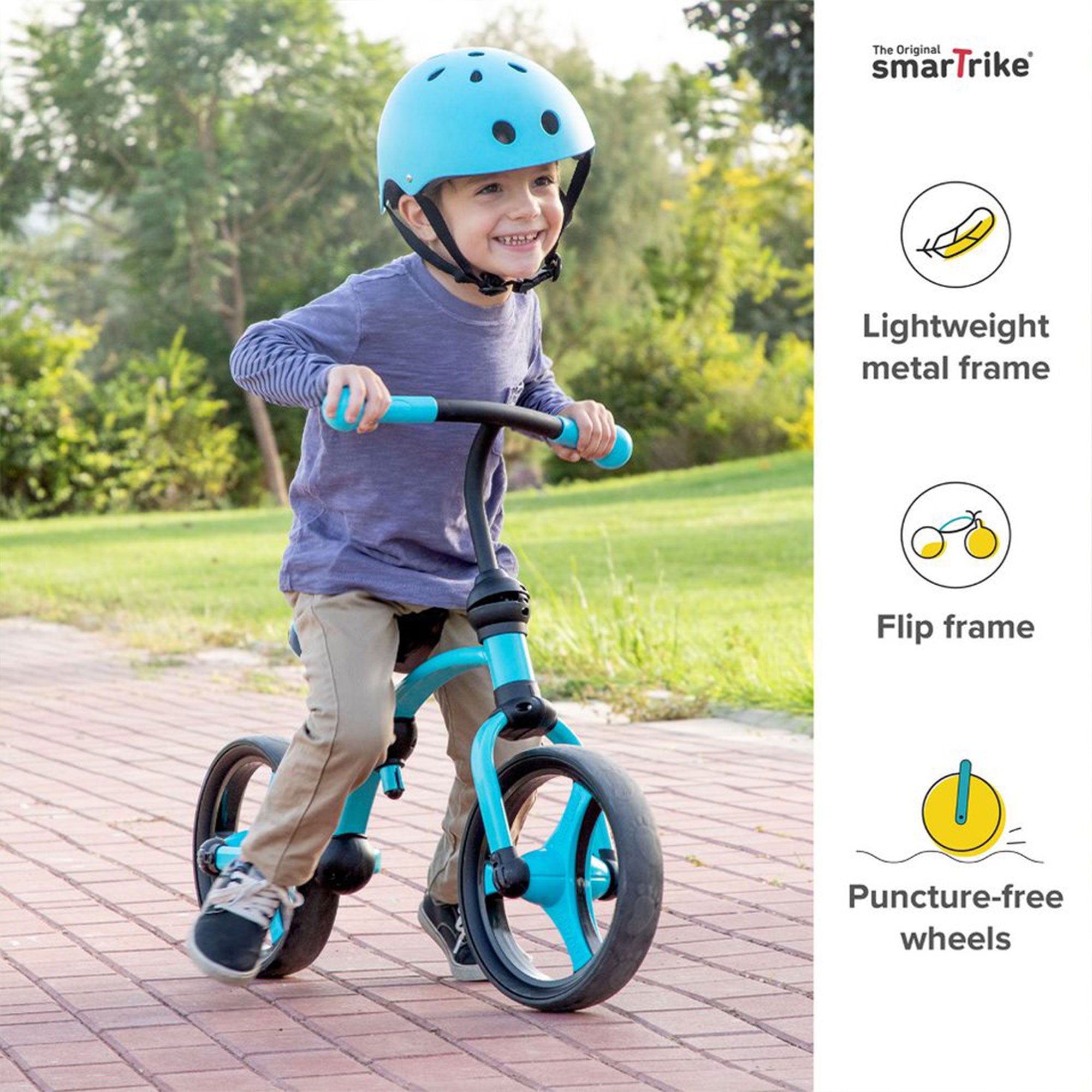 smarTrike Adjustable Kids Running Bike 2 in 1 Balance Bike, Blue (Open Box) - VMInnovations