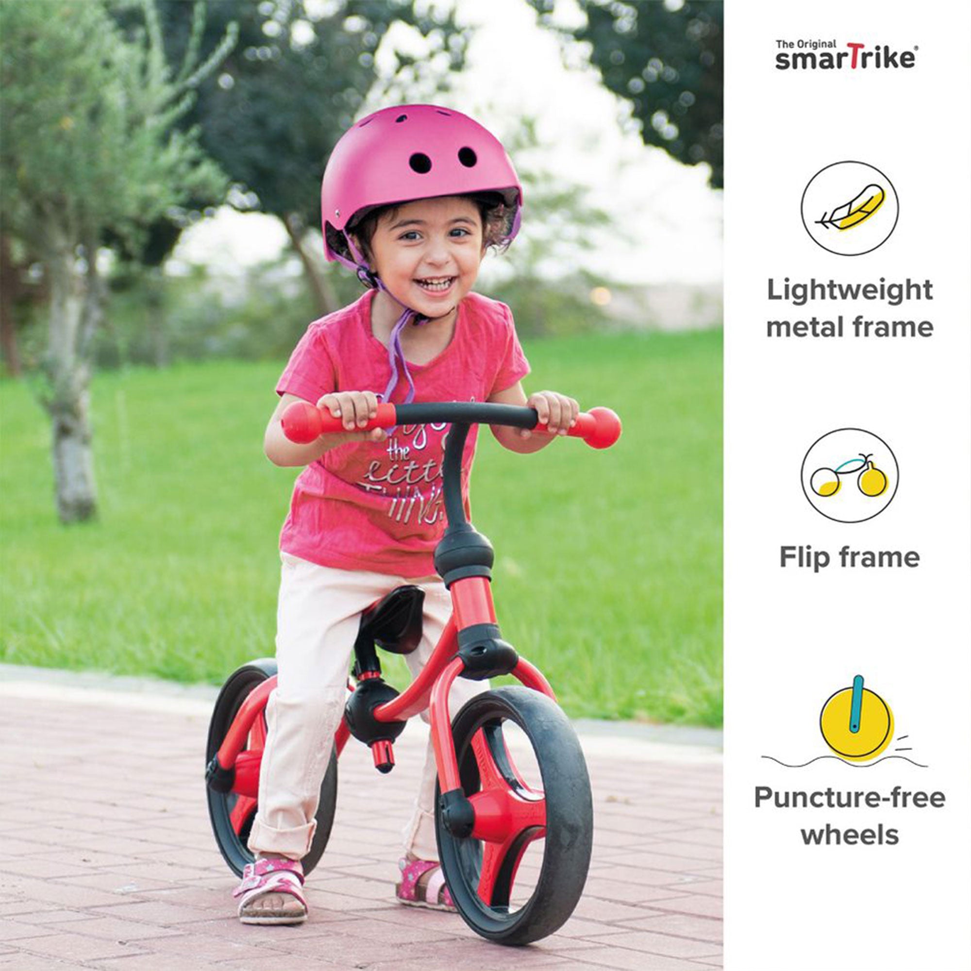 smarTrike Adjustable Kids Running Bike 2 in 1 Balance Bike, Red (Used) - VMInnovations