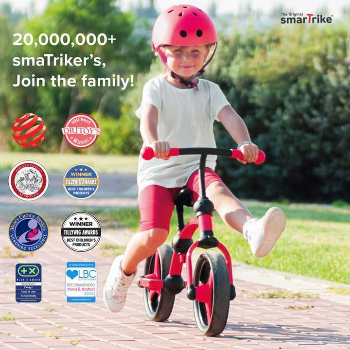 smarTrike Lightweight & Adjustable Kids Running Bike 2 in 1 Balance Bike, Red