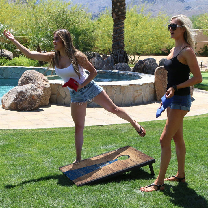 GoSports Cornhole Regulation Size 3' x 2' Bean Bag Lawn Game, Rustic (Open Box)
