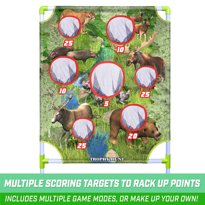 GoSports Foam Fire Hunt Game Set with Target, 2 Toy Blasters and Balls(Open Box)