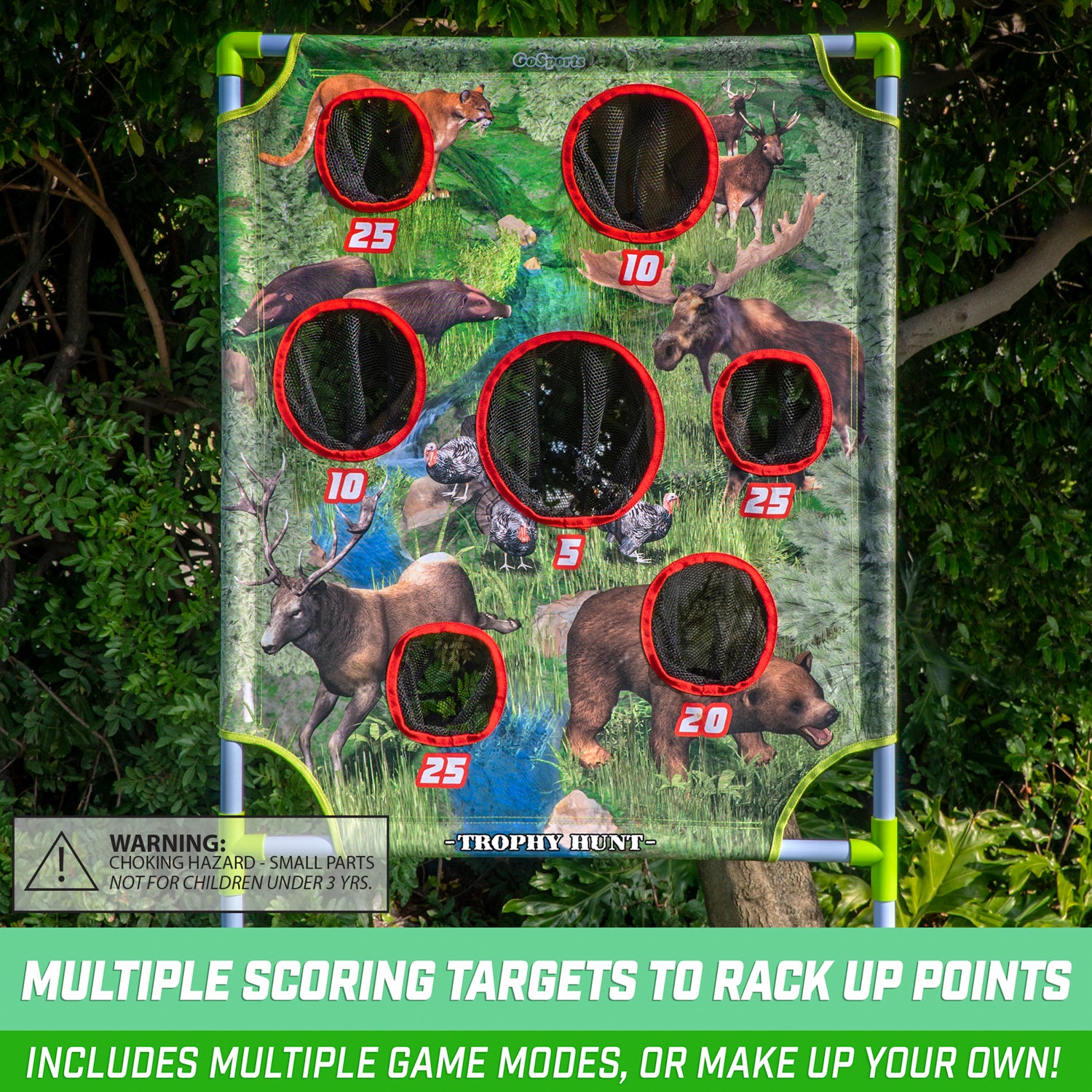 GoSports Foam Fire Hunt Game Set with Target, 2 Toy Blasters and Balls(Open Box)