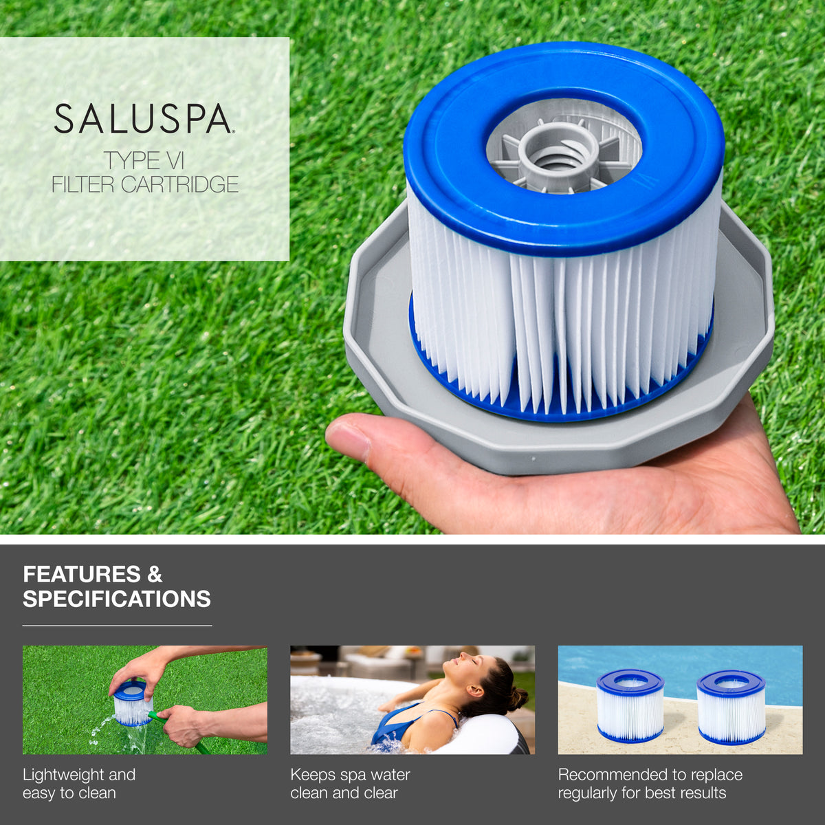 eBstway 60311E SaluSpa Type VI Inflatable Hot Tub Replacement Filter Cartridge (Used)