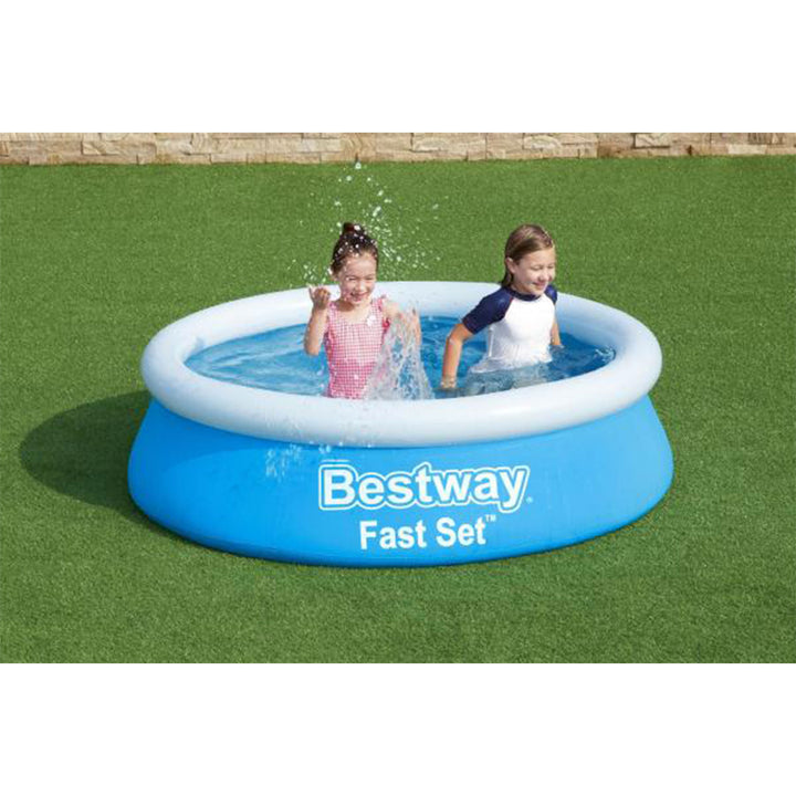 Bestway Fast Set 6 Ft x 20 In Outdoor Inflatable Swimming Pool Set (Open Box)