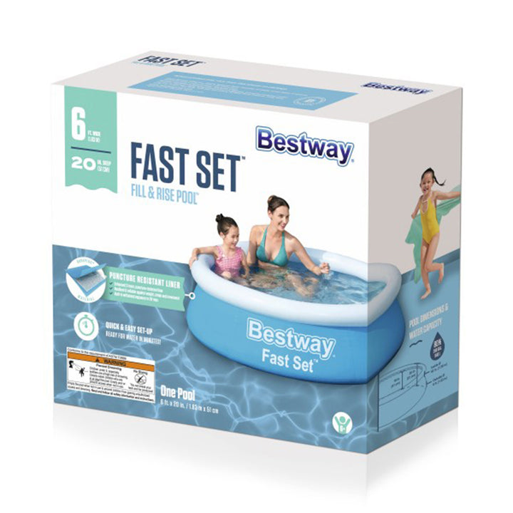 Bestway Fast Set 6 Ft x 20 In Outdoor Inflatable Swimming Pool Set (Open Box)