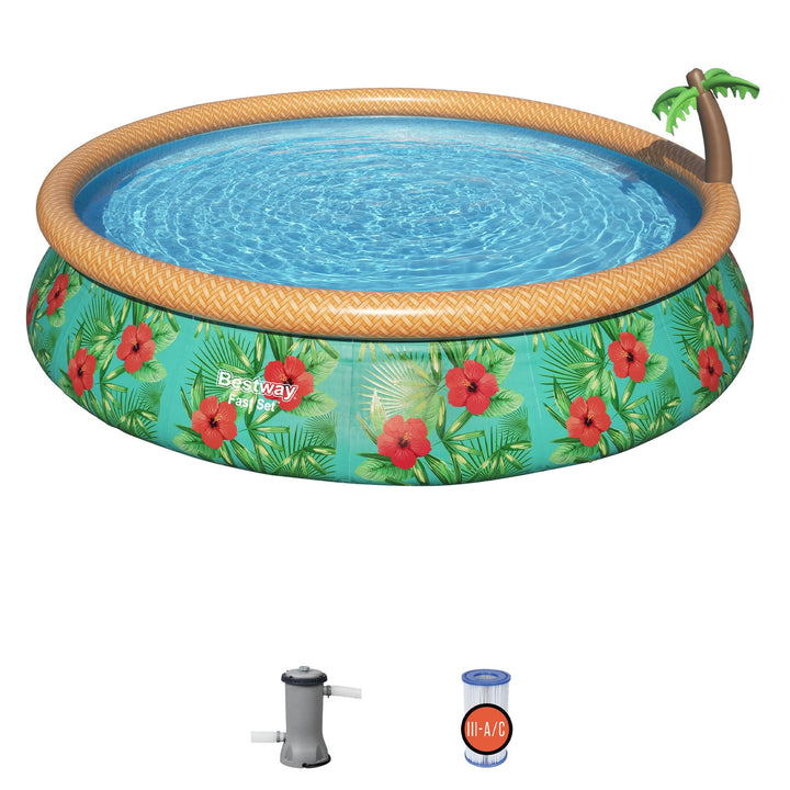 Bestway 15'x33'' Fast Set Paradise Palms Inflatable Swimming Pool Set (Open Box)