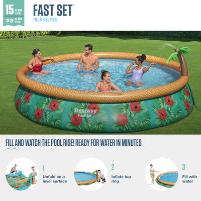 Bestway 57415E 15Ft x 33In Fast Set Paradise Palms Inflatable Pool Set (Used) - VMInnovations