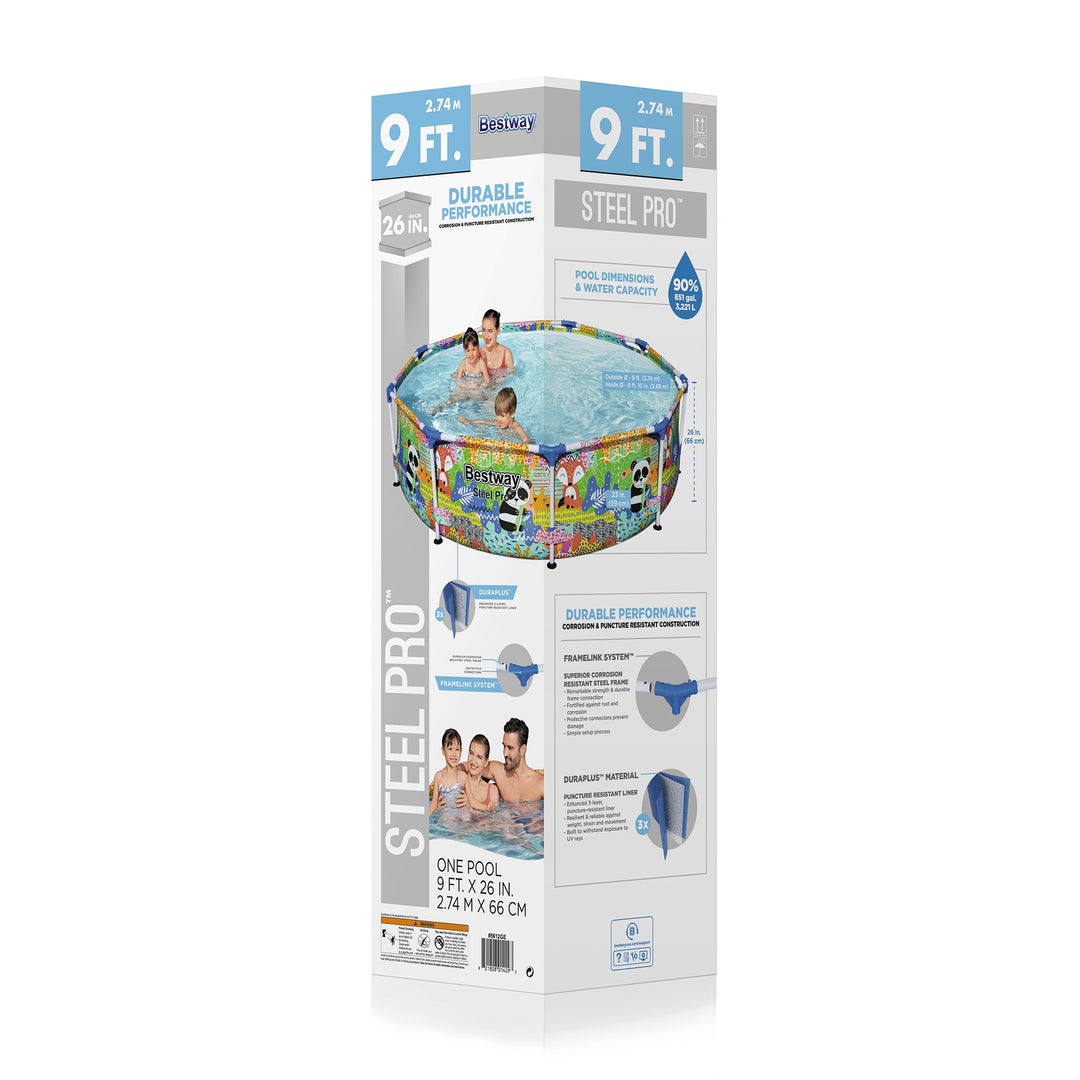 Bestway Steel Pro Panda Print Reinforced Liner Round Above Ground Pool (Used) - VMInnovations