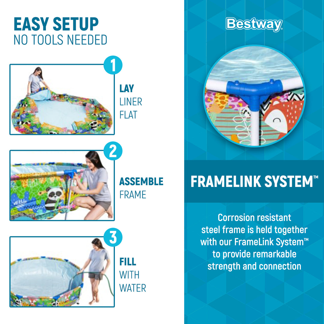Bestway Steel Pro 9' x 26" Above Ground Round Outdoor Swimming Pool, Panda Print