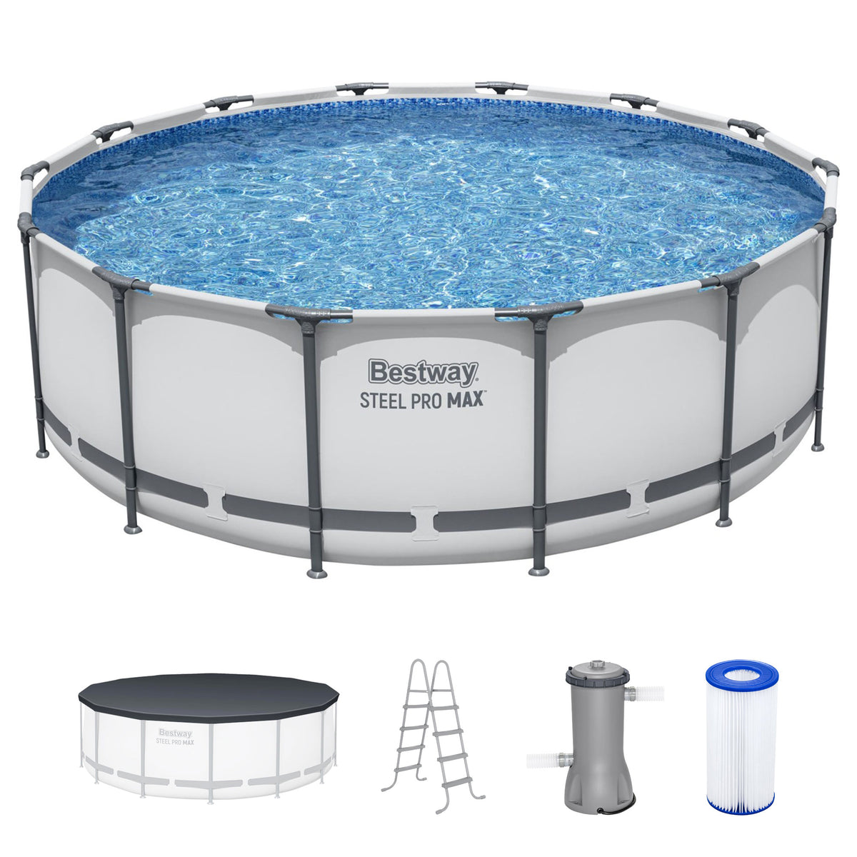 Bestway Steel Pro MAX 14 x 4 Ft Above Ground Round Complete Pool Set (Open Box) - VMInnovations